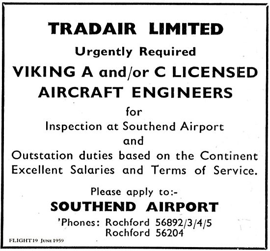 Tradair Ltd Southend Require Viking A & C Licensed Engineers     