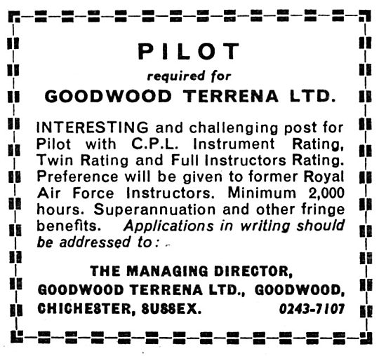 Goodwood Terrena - Pilot Recruitment 1970                        