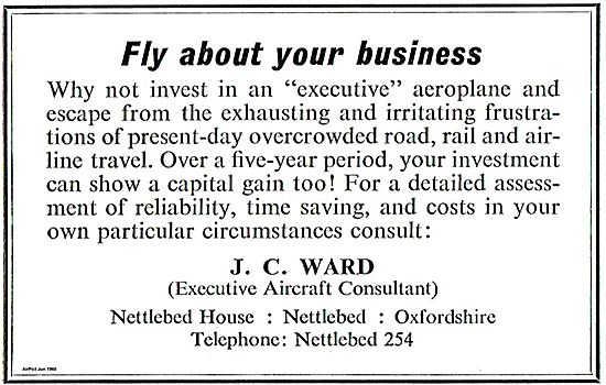 J.C.Ward Executive Aircraft Consultant. Nettlebed Oxfordshire    