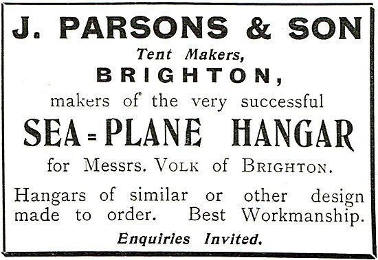 J.Parsons & Son Tent Makers Brighton. Sea-Plane Hangars          