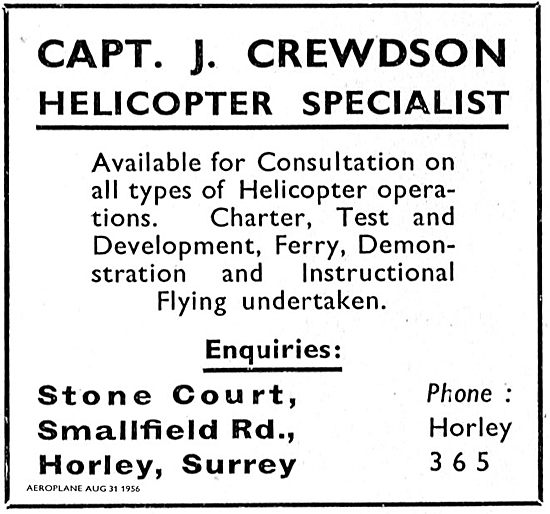 Capt J. Crewdon Horley Surrey  Helicopter Specialist & Consultant