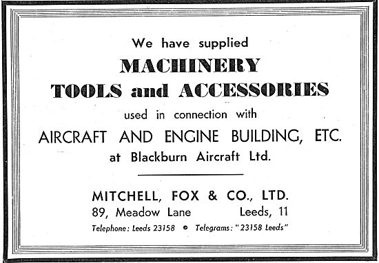 Mitchell Fox. Leeds. Machine Tools & Accessories 1939            