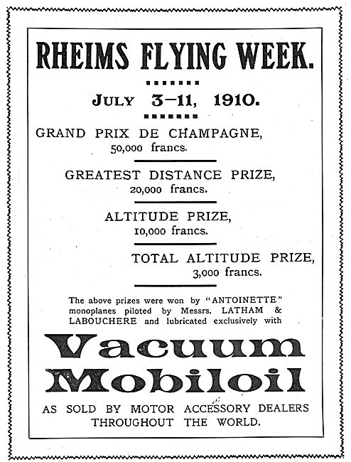 Mobiloil - Rheims Flying Week July 1910                          