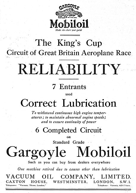 Mobiloil Proves Reliable In Kings Cup Air Races                  