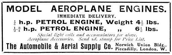 The Automobile & Aerial Supply Co - Model Aeroplane Engines      