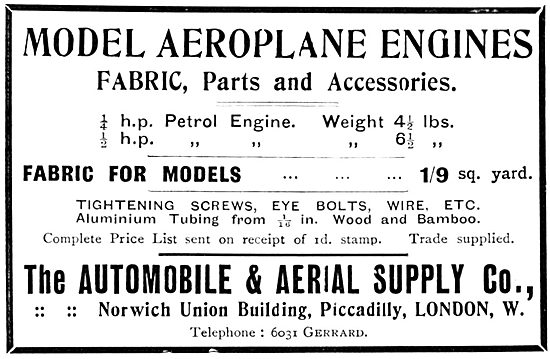 The Automobile & Aerial Supply Co - Aeroplane Model Parts        