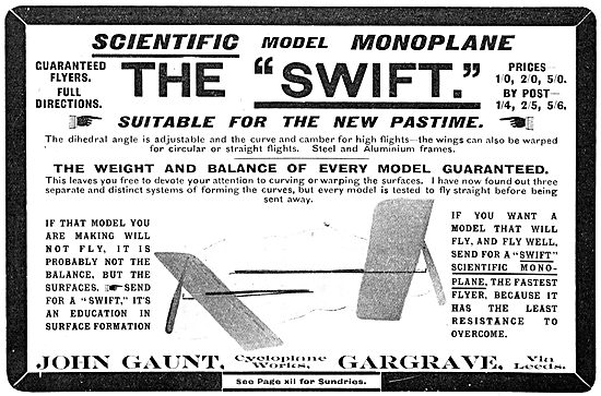 John Gaunt. Aircraft Models. Swift Monoplane                     