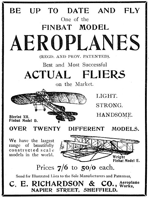 C.E.Richardson & Co. Napier Street, Sheffield. Aircraft Models   