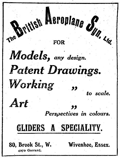 The British Aeroplane Synd - Models Made - Gliders A Speciality  