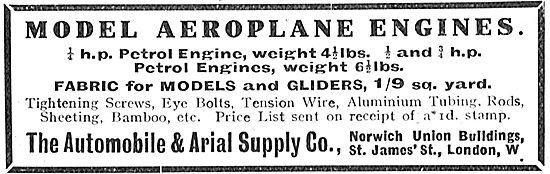 The Automobile & Arial Supply Co For Model Aeroplane Engines     