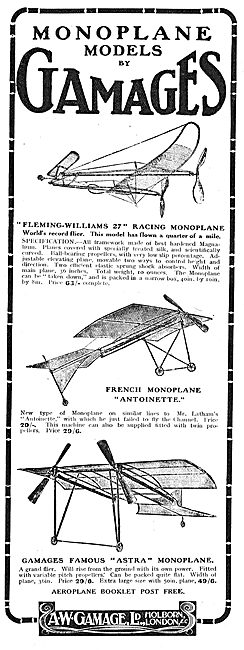 Gamages Aeroplane Models. Fleming-Williams 27