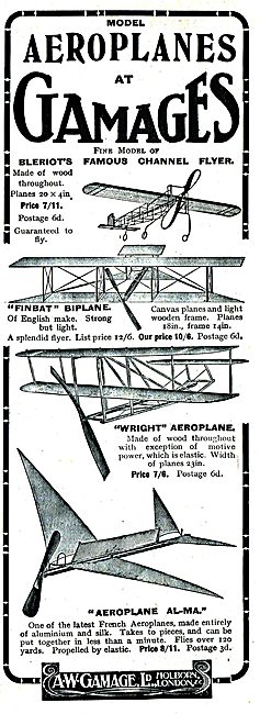 Buy A Model Of Bleriot's Famous Channel Flyer At Gamages 7/11.   