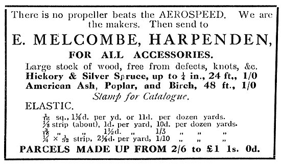 E.Melcombe. Harpenden. Model Aircraft Propellers & Accessories   