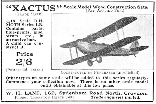W.H.Lane, Croydon. Xactus Scale Model Aircraft Construction Sets 