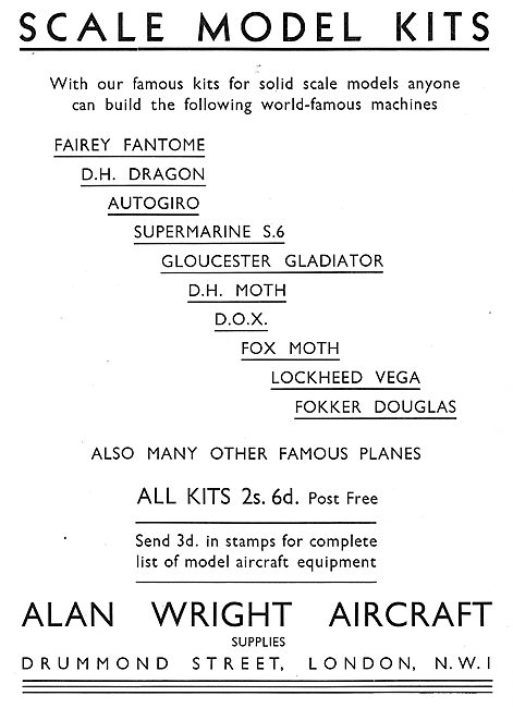 Alan Wright Aircraft Supplies. Drummond St. Scale Model Kits     