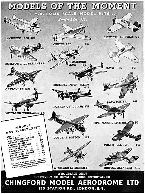 Chingford CMA Solid Scale Model Aircraft Kits                    