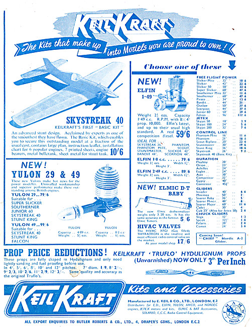 Keil Kraft Aircraft Models & Accessories 1949                    
