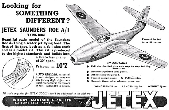 Jetex Model Aircraft Engines - Jetex SARO A / 1                  