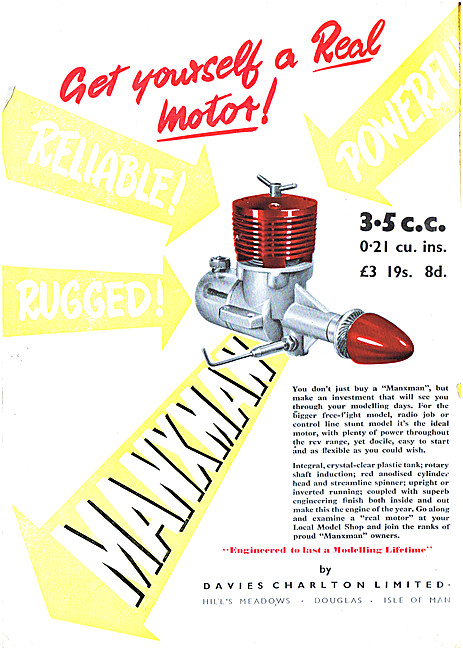 Davies Charlton Manxman 3.5cc Model Aircraft Engine              