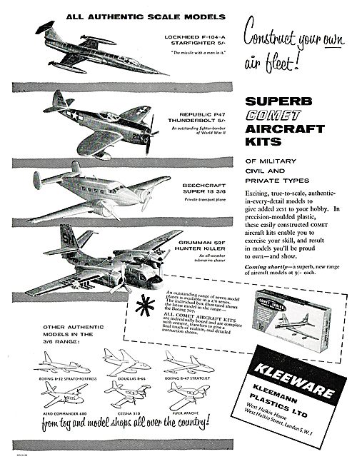 Kleemann Plastics Authentic Aircraft Scale Models: F104 P47 Comet
