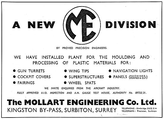 Mollart Engineering - Plastics Division. Plastic Aircraft Parts  