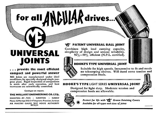 Mollart Universal Joints For All Angular Drives.                 