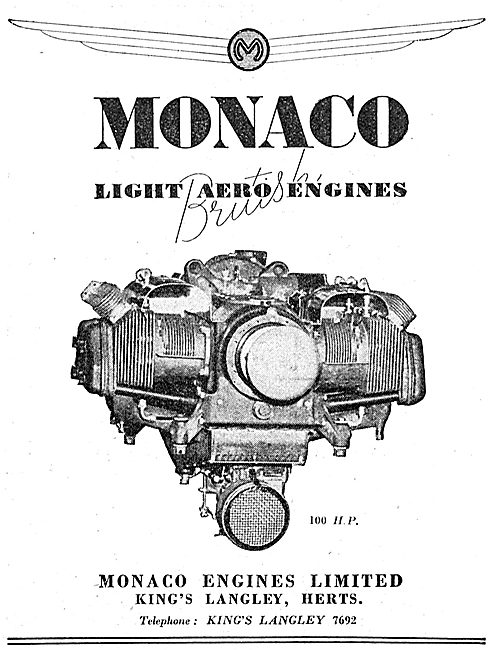 Monaco 100 HP Light Aero Engines                                 