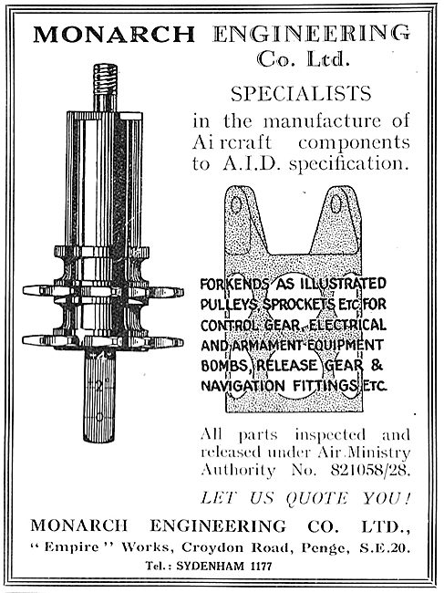 Monarch Engineering Croydon. Aircraft Components To AID Spec     