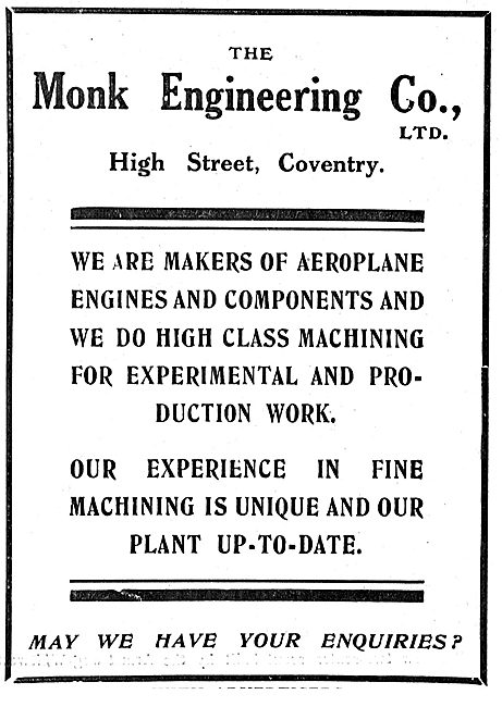 Monk Engineering Coventry  Aero Engine Manufacturers             