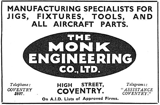 Monk Engineering Coventry  Aero Engine Manufacturers             