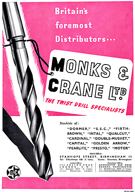 Monks & Crane Twist Drills                                       