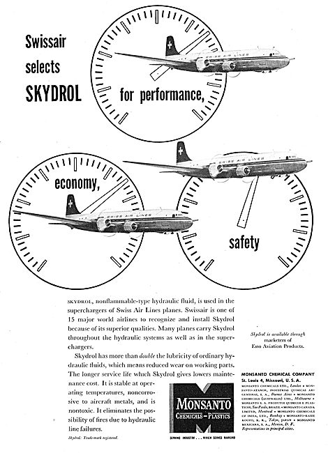 Monsanto Skydrol Fire Resistant Hydraulic Fluids For Aircraft    