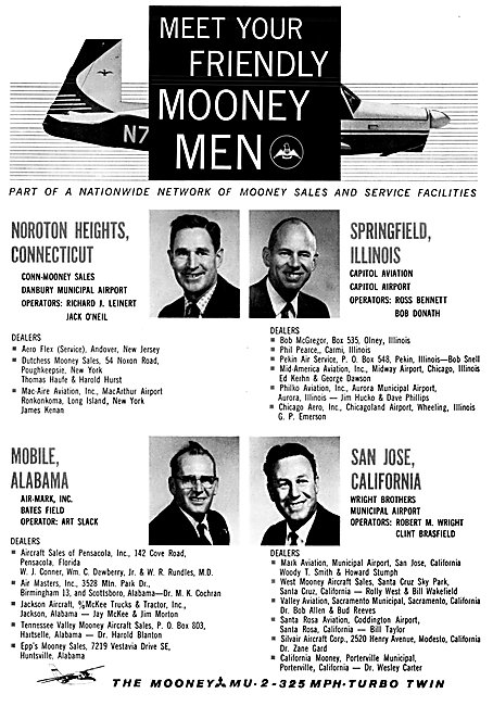 Mooney Aircraft Dealerships 1964                                 