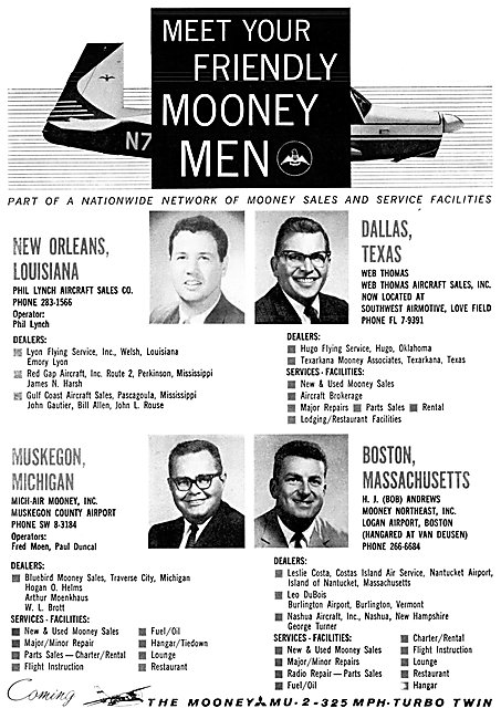 Mooney Aircraft Dealerships 1964                                 