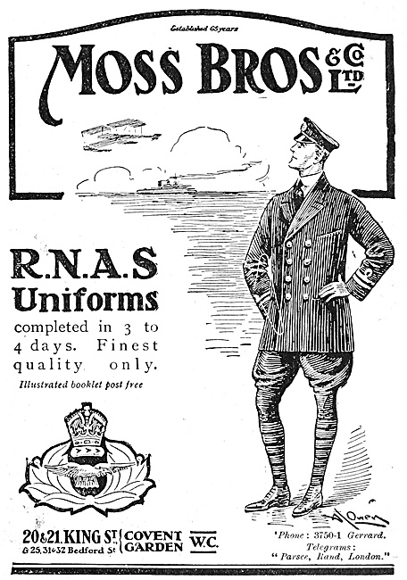 Moss Bros RNAS Uniforms 1916                                     