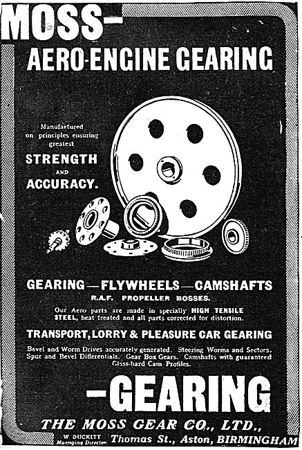 Moss Aero Engine Gearing - Aston Birmingham                      