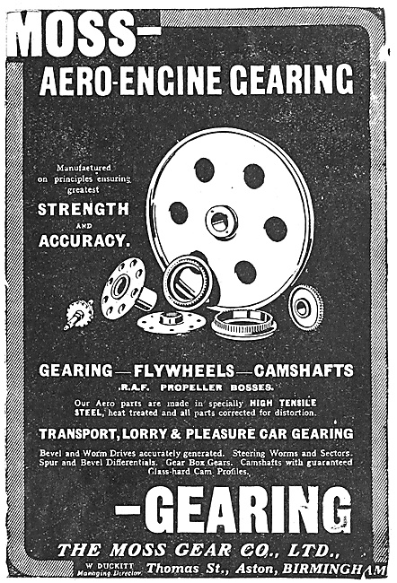 Moss Aero Engine Gearing - Aston Birmingham 1918                 