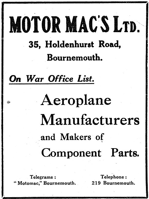 Motor Macs Ltd.  Aeronautical Engineers & Component Manufacturers