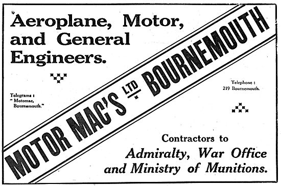 Motor Mac's Ltd. Bournemouth.  Aeronautical Engineers            