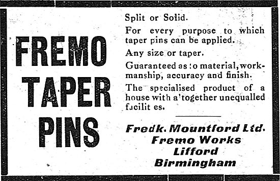 Fredk Mountford Fremo Taper Pins For Aircraft Constructors       