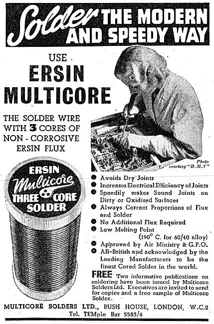 Ersin Multicore Solder 1942 Advert                               