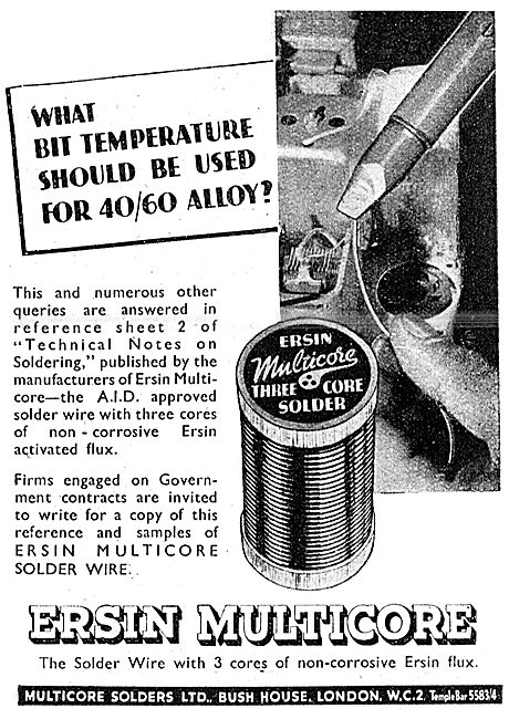 Ersin Multicore Solder 1943 Advert                               