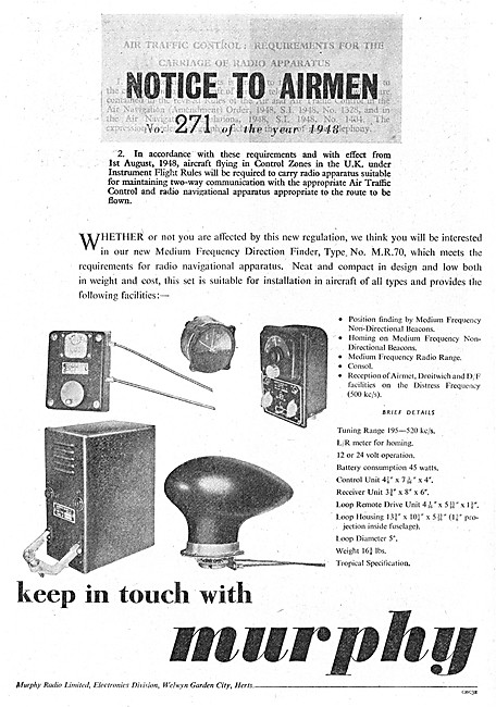 Murphy MF M.R.70 Direction Finder - Murphy ADF                   