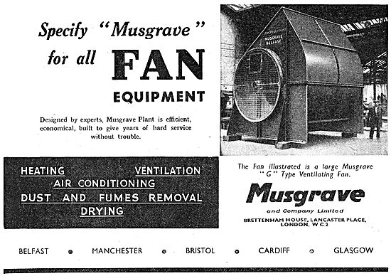 Musgrave Factory Ventilation Fans. 1942 Advert                   