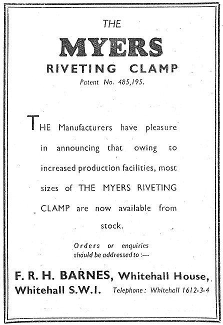 Myers Aircraft Riveting Equipment - Myers Riveting Clamp         