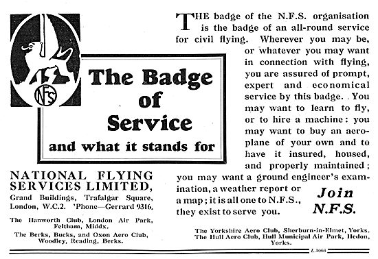 National Flying Services Badge Of Service                        