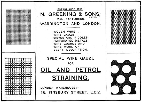 N.Greening & Sons. Manufacturers Of Wire Gauze & Oil Strainers   
