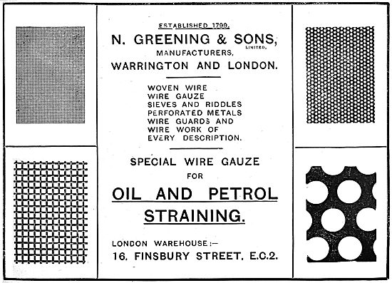 N.Greening & Sons. Manufacturers Of Wire Gauze & Oil Strainers   