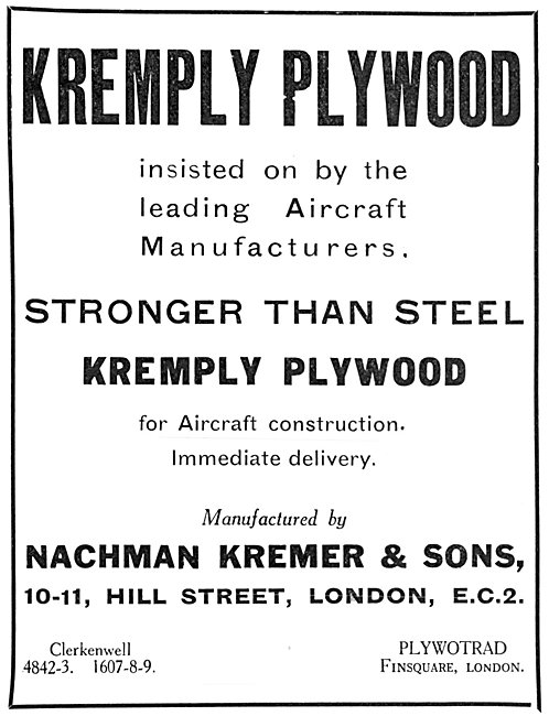 Nachman Kramer Kremply Plywood For Aircraft Constructors         