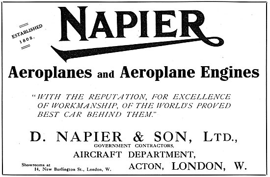 Napier Aeroplanes & Aero Engines 1916                            